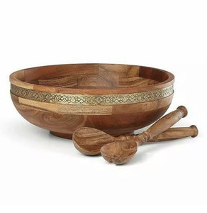 Cuenco de madera tallado a mano estilo vintage para cocinas modernas, cuencos decorativos de madera para interiores contemporáneos del hogar, cuencos decorativos de madera para la sala de estar - Product Image 1