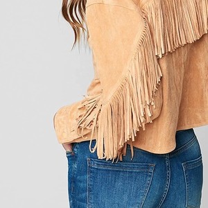 Blouson Bomber Rose en Cuir Véritable Imperméable à Franges, Col Montant, Manches Longues, Longueur Standard, Hiver Automne, pour Femme, Finition Soignée - Product Image 1