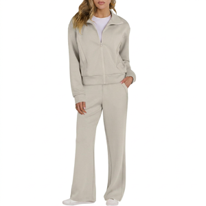 Chaqueta Deportiva de Mujer, Color Sólido, con Capucha y Cierre Completo, Bolsillos Laterales, Corte Holgado, Informal, Otoño, Material Poliéster - Product Image 3