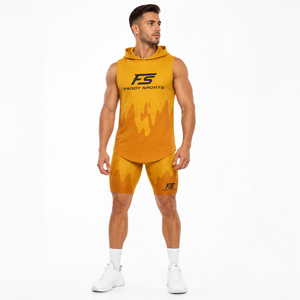 Ensemble d'uniformes de football 7v7 personnalisés par sublimation : Hoodie sans manches, short de compression respirant et à séchage rapide pour jeunes joueurs de la ligue de passe. - Product Image 3