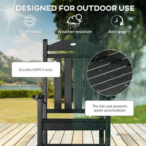 Sedia a dondolo da giardino Rocking Harmony nera in HDPE con braccioli, leggera, in resina plastica, pieghevole, per uso ristorante - Product Image 4