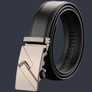 Cinturones de Cuero Formales para Hombre, Anchos y Transpirables, Cinturón Clásico para Vestir, Trabajo y Negocios, Hebilla de Aleación 3D, Diseño Sólido - Product Image 5
