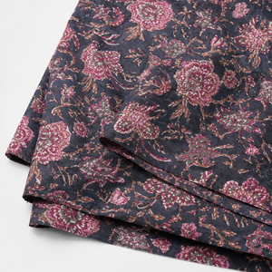 Conjunto de tela de algodón estampada a mano con diseño floral oscuro y rayas Buta, material para vestidos, Kurta, trajes, Dupatta, manualidades y costura. - Product Image 2