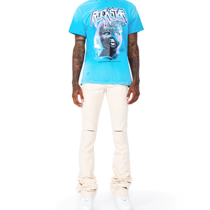 Pantalon de survêtement léger pour homme, taille haute, coupe évasée, effet usé, personnalisable avec couleurs et logo sur mesure - Product Image 6