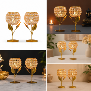 Luxury Crystal Rose Brass Candle <b>Holder</b> Handmade Decorative <b>Tealight</b> Candle Stand Elegant Metal Flower Candle <b>Holder</b> for Wedding - Product Image 3