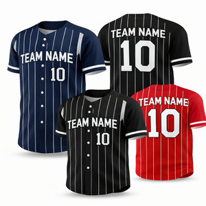 Maillot de baseball formel en tricot solide personnalisé, impression numérique et broderie OEM, uniforme d'équipe pour clubs, écoles, ligues - Product Image 1