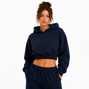 Custom <b>Women</b>’s Cropped Pullover <b>Hoodie</b> Oversized Crop Sweatshirt Private Label OEM - Product Image 3