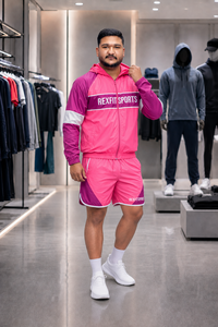 REXFIT SPORTS 2026 Ensemble veste coupe-vent et short en nylon rose et violet personnalisé, marque privée, streetwear, vêtements de sport - Product Image 6