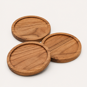 Wholesale Handmade Natural Acacia Wood Round Coasters For Drinks Eco-Friendly Durable Tabletop <b>Protection</b> For Home Office Decor - Product Image 1