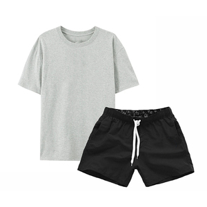 Camiseta extragrande de algodón francés de 300 g/m², camiseta de manga corta y conjunto de pantalones cortos para parejas, para mujer y hombre - Product Image 1