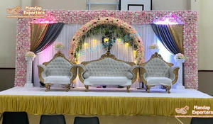 Ideas de Decoración de Conjuntos de Sofás en Tendencia para Esta Temporada de Bodas, Conjunto de Sofás Blancos Estilo Boda Real, Conjunto de Sofás Dorados y Plateados de Lujo en Oferta - Product Image 6