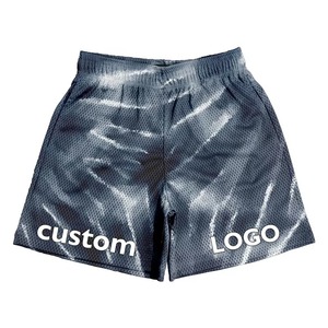 <b>Men</b> Custom Logo Printed Polyester Mesh Swim <b>Trunks</b> Regular Fit Breathable Tie Dye Pattern Shorts - Product Image 1