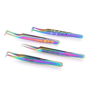 Pince à épiler d'extension de cils à poignée en diamant à pointe de fibre - Product Image 2