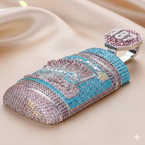 Bijoux Hip Hop personnalisés, conception 3D CAD, maquette, pendentif de luxe en argent 925 plaqué or, serti de moissanite - Product Image 3