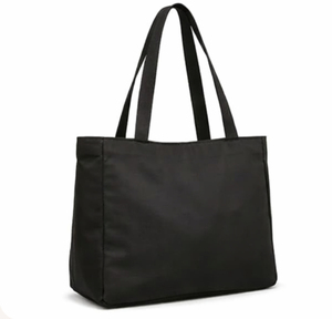 Sac fourre-tout en coton noir élégant avec logo personnalisé brodé, grande capacité, bandoulière longue, idéal pour le shopping - Product Image 4