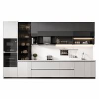 Ensemble de meubles de cuisine modulaires en bois massif, finition haute brillance, style italien de luxe, rangement intelligent, pour projets d'appartements
