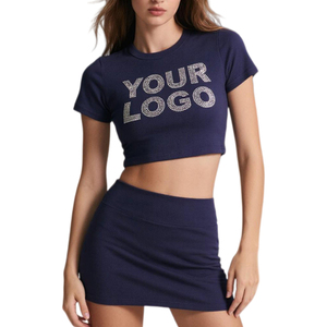 Top Corto de Pedrería para Mujer, Top Brillante de Moda para Fiesta y Uso Diario, Camiseta con Cuello Redondo, Elástica y Ajustada de Alta Calidad - Product Image 3