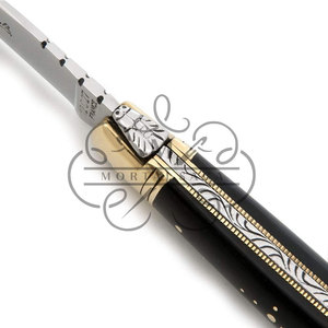 มีดพับ Laguiole ใบมีดเหล็กดามัสกัส 440c สแตนเลสสตีล ด้ามไมคาร์ต้า ปรับแต่งได้ตามต้องการ สำหรับงาน DIY - Product Image 5