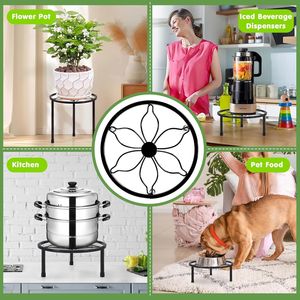 Ensemble de 5 supports de plantes en métal robustes, supports de pots de fleurs multiples, support rond noir pour paniers suspendus et accessoires - Product Image 4
