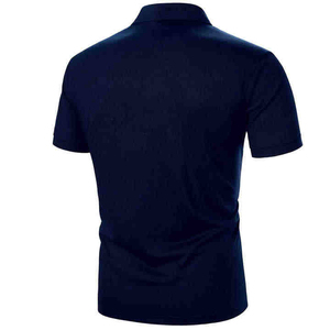 Polo en tricot à manches courtes bleu marine pour homme, couleur unie, coupe classique, décontracté - Product Image 1