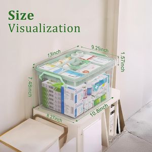 Contenitore per Medicinali in Plastica Trasparente da 15QT, Scatola di Pronto Soccorso Rinforzata con Manico per Conservazione Pillole, Contenitore Vuoto per Medicinali - Product Image 6