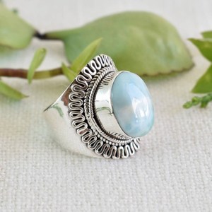 Larimar Silver Ring 925 Sterling Silver Ring Solid 925 Sterling Silver - Product Image 5