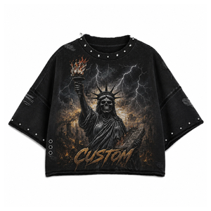 Fournisseur en gros T-shirt pour homme oversize style punk gothique avec motif tête de mort, noir, col rond, manches courtes, streetwear - Product Image 1