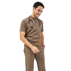 OEM ODM Stylish Woven <b>Scrub</b> Uniform Set Relaxed Fit Top and Tapered Pants For Doctors And Staff Medical Uniform - Product Image 2