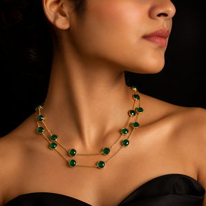 Natural Green Onyx October Antique Gold Plated Brass Zinc Alloy <b>Statement</b> <b>Necklace</b> Solid Classic Wedding Women's Gift - Product Image 1