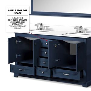 Navy Blue 60 In. W X 22 In. D Double Bath Vanity with Cultured Marble Top and 58 In. Mirror Faucet Set Included - Product Image 6