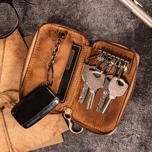 Luxury leather key holder <b>wallet</b> featuring RFID protection and durable full grain leather construction in wholesale price - Product Image 2