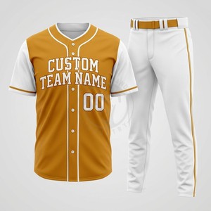 Ensemble d'uniformes de baseball personnalisés pour hommes – Maillot et pantalon en polyester noir et blanc, design entièrement boutonné, respirant, pour équipes adultes - Product Image 2