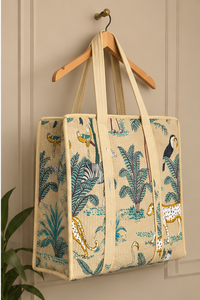 Large Size Artisan Cotton Tote <b>Bag</b> with Travel Ready Utility Handcrafted Indian Textile Everyday Carryall Reusable Shopping <b>Bag</b> - Product Image 6