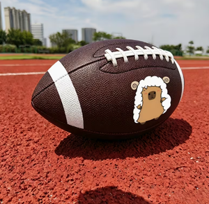 1 X Size 9 PVC Rugby Ball (Pump Not Included), Gray Rolled Edge Sheep Wool <b>Felt</b> Packaging with Hand-Painted Style <b>Animal</b> Design - Product Image 6