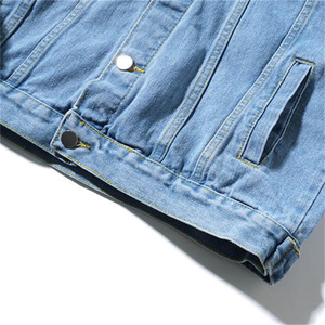 Best Selling Adult Men's Denim With <b>Fleece</b> Hoodies Drop Shoulder Solid Color Quick Dry Plus Size <b>Jeans</b> Hoodies With OEM Service - Product Image 4