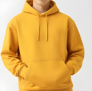 Sweat-shirt à capuche uni pour homme en polycoton molletonné 280 GSM, coupe classique, pour l'hiver, OEM ODM, vente en gros - Product Image 4