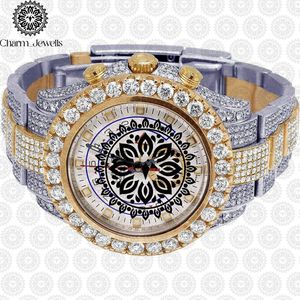 Montre de luxe pour homme Charm_Jewells avec diamants, boîtier en acier inoxydable doré, mouvement mécanique analogique, cadran de 40 mm, chronographe tendance 10 - Product Image 3