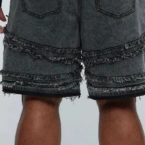 Pantalones Cortos Vintage para Hombre, Tela Vaquera de Algodón, Aspecto Desgastado, Dobladillo Desgarrado, Corte Clásico, Ideal para Uso Casual, Ajuste Transpirable y Cómodo - Product Image 5