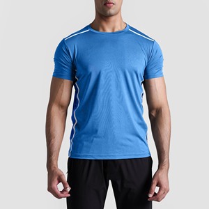 Camiseta de Punto para Hombre, Cuello Redondo, Manga Corta, Color Gris, Corte Ajustado, Secado Rápido, Estilo Casual - Product Image 3
