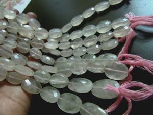 Perles ovales facettées en quartz rose naturel, taille 13x18mm, brins de 10 pouces de long - Product Image 3