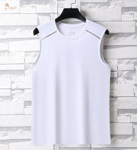 Camiseta sin mangas de punto liso teñido de seda helada para hombre, chaleco deportivo fino y transpirable de verano, camisetas de secado rápido - Product Image 1