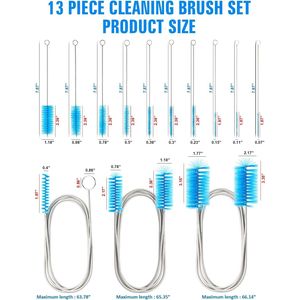 Set di 13 Spazzole per Pulizia in Acciaio Inox e Nylon, Flessibili e Portatili per Uso Domestico, Lavaggio Bottiglie e Pulizia Quotidiana - Product Image 3