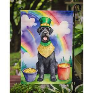 Drapeau de jardin de la St Patrick pour Schnauzer géant Boîte aux lettres multicolore Bannière de cour décorative Oeuvre de patio Lits de fleurs Taille de jardin - Product Image 3