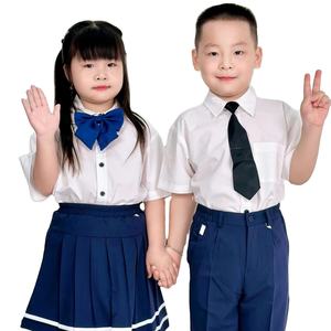 Chemise d'uniforme scolaire unisexe FMF Vietnam 65% polyester 35% coton TC pour enfants, blanc marine, boutonnée - Product Image 1