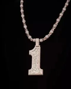 Colgante Personalizado con Número para Mujer, Moissanita Redonda de Corte Brillante de 3.50 Ct, Plata de Ley, Chapado en Oro Rosa de 14K - Product Image 3