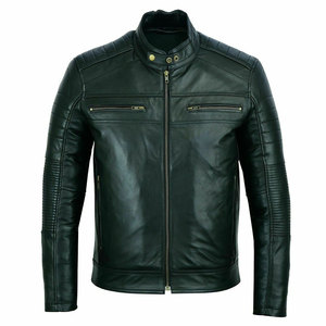Veste en cuir vintage noire vieillie de style motard, veste en cuir sur mesure de style vintage, veste d'hiver pour garçons et hommes - Product Image 1