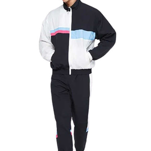 Survêtement Homme Color Block avec Fermeture Éclair Intégrale, Col Montant, Style Sportif, 100% Polyester, Idéal pour l'Automne - Product Image 1