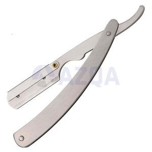 Rasoir de barbier professionnel en acier inoxydable avec poignée antidérapante et support de lame tranchante pour le modelage de la barbe, utilisation en salon - Product Image 3