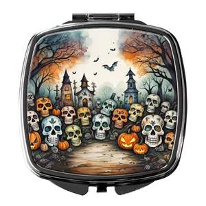 Calaveras Sugar Skulls Spooky Halloween Folding <b>Compact</b> <b>Mirror</b> Handheld Pocket Travel Makeup <b>Mirror</b> for Women Girls Decorative - Product Image 1