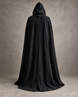 Cape à capuche unisexe noire médiévale, longue cape gothique, costume de Renaissance LARP, sorcier, sorcière, traître, Halloween, fantaisie, polyester